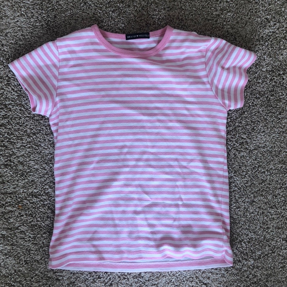 pink and white stripped brandy shirt